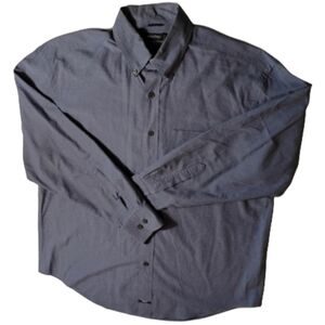 Nautica Men’s Large Blue Sanded Poplin Long Sleeve Button-Up Dress Shirt Classic